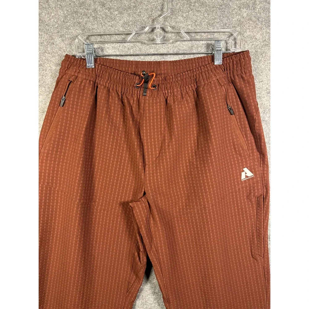 Eddie Bauer First Ascent Mens Large RustBrown Grid Technical Hiking Jogger Pants
